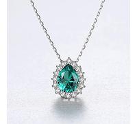 Pendant Necklace,925 Water Drop Choker Necklace Charm Colorful Topaz Jewelry/Green/40 Add 5Cm