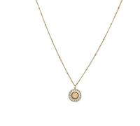 Pendant Necklace,Adjustable Chain High-End Inlaid Natural Gemstone Crystal Hollow Round Pendant Necklace,Energy Jewellery for Women White Clam