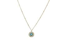 Pendant Necklace,Adjustable Chain High-End Inlaid Natural Gemstone Crystal Hollow Round Pendant Necklace,Energy Jewellery for Women Turquoise
