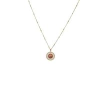 Pendant Necklace,Adjustable Chain High-End Inlaid Natural Gemstone Crystal Hollow Round Pendant Necklace,Energy Jewellery for Women Rhodochrosite