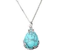 Pendant Necklace,Adjustable Lobster Clasp Light Luxury Natural Gemstone Crystal Floral Cluster Teardrop Pendant Chain Necklace,Energy Jewellery for Women Green Pine