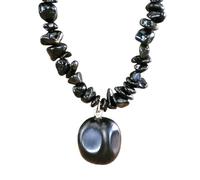 Pendant Necklace,Adjustable Lobster Clasp Niche Design High-End Irregular Natural Gemstone Crystal Beaded Pendant Necklace,Energy Jewellery for Women Blackstone