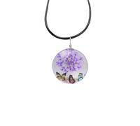 Pendant Necklace,Adjustable Lobster Clasp Waxed Cord Niche Design Natural Crystal Round Starry Night Butterfly Pendant Necklace,Energy Jewellery for Women Men Purple