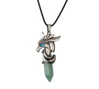 Pendant Necklace,Adjustable Rope Niche Design Fashion Natural Gemstone Crystal Hexagonal Pillar Horse Pendant Necklace,Energy Jewellery for Women Men Green East Tomb