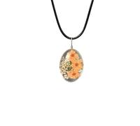 Pendant Necklace,Adjustable Waxed Cord Niche Design Natural Crystal Oval Cherry Blossom Pendant Necklace,Energy Jewellery for Women Orange