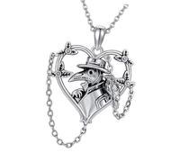 Pendant Necklace Bird Design Heart Frame Alloy Jewelry with Draped Chain Accent for Daily Statement Wear Bird Pendant Necklace Heart Frame Chain Gothic Jewelry Vintage Statement Accessory Daily