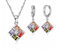 pendant necklace earrings sets geometric pattern colorful for women wedding Made in China