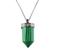 Pendant Necklace,Fashion Adjustable Lobster Clasp High-End Natural Gemstone Crystal Single-Pointed Hexagonal Pendulum Pendant Necklace,Energy Jewellery for Women Men Malachite