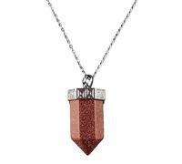 Pendant Necklace,Fashion Adjustable Lobster Clasp High-End Natural Gemstone Crystal Single-Pointed Hexagonal Pendulum Pendant Necklace,Energy Jewellery for Women Men Gold Sand