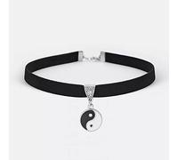 pendant necklace Fashion Jewelry Black Flat Faux Suede Leather Cord Yin Yang Charm Choker Necklace Jewelry