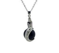 Pendant Necklace,Fashion Light Luxury Lobster Clasp High-End Natural Gemstone Crystal Mermaid Embracing Pendant Necklace,Energy Jewellery for Women Men Black Agate