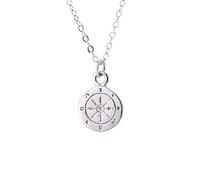 Pendant Necklace for Women Fashion Elegant Charm 925 Sterling Silver Round Compass Vintage Pendant Necklace for Fashion Women Gold Color Boho Jewelry Gift