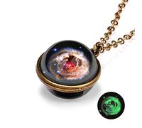Pendant Necklace For Women Fashion Jewelry Accessories Planet Dome Sided Double The System Glass Glow In Dark Necklace Pendant Necklaces Pendants Women Diamond (L, One Size)