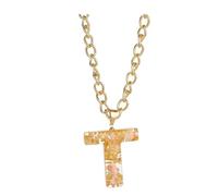 Pendant Necklace For Women Jewelry Accessories Ladies Girls Letter Necklace 26 Letter Pendant Popular Temperament Simple Transparent Resin Dried Flower 26 English Letters Hip Hop Girl (T,