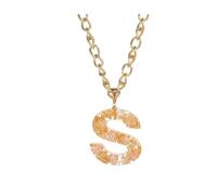 Pendant Necklace For Women Jewelry Accessories Ladies Girls Letter Necklace 26 Letter Pendant Popular Temperament Simple Transparent Resin Dried Flower 26 English Letters Hip Hop Girl (S,