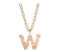 Pendant Necklace For Women Jewelry Accessories Ladies Girls Letter Necklace 26 Letter Pendant Popular Temperament Simple Transparent Resin Dried Flower 26 English Letters Hip Hop Girl (W,