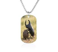 Pendant Necklace for Women Men Dung Beetle Rolling Ball 23.6" Chain Titanium Steel Memorial Picture Couple Necklaces Personalized Pendants Elegant Hip Hop Jewelry Keepsake Valentine's Day Gift