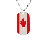 Pendant Necklace for Women Men Retro Canada Flag Pattern 23.6" Chain Titanium Steel Memorial Picture Couple Necklaces Personalized Pendants Elegant Hip Hop Jewelry Keepsake Valentine's Day Gift
