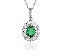 Pendant Necklace For Women White Gold Diamond Emerald Pendant Necklaces 100% 925 Sterling Silver Gemstone Fine Necklace Gift