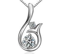 Pendant Necklace Jewellery for Womens, Pendant and Earrings, Crystal Rhinestones, Sterling Silver made for Loved ones (Clear-Mermaid)