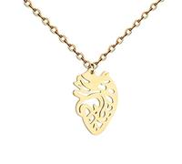 Pendant Necklace Jewellery Gift For Women Valentine'S Day Anatomical Heart Pendant Necklace Human Stainless Steel Gift Clavicle Chain Sparkly Necklaces for Women (Gold, One Size)