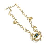Pendant Necklace Statement Chain Jewelry with Eye Detail Framed Accents for Daily Styling Evening Looks Retro Pendant Accessory Neckline Accent Outfit Charm Jewelry Party Look Date Night Daily Wear