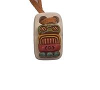 Pendant Necklace White malaquita Craft Calendar Solar Maya ¨Haab¨ Printed Months of The Year 1.18 in Decor souvenier Mexico Handmade Zodiac (TZEC&UAYEB)