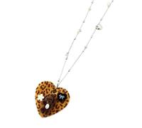 Pendant Necklace with Cookie Inspired Shape | Brown Cookie Inspired Ornament, Leopard Print Detail, Coordinated Pendant and Chain Together As a Complete Necklace