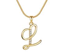 Pendant Necklace Women'S Gift For Lovers & Friends Initial Rhinestone Necklace Gold Plated Initial A Z 26 Alphabet Letter Dainty For Women Woman's Jewelry (L, One Size)