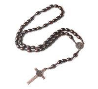 Pendant Necklaces European And Medieval Style Prayer Bead Necklace Hand Woven Coffee Colored Jewelry (A, 5. 2x3. 1cm)