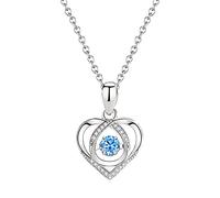 Pendant Necklaces For Women Girls Lady Valentine'S Day Diamond Necklace Woman Beating Dazzling Heart Shaped Diamond Pendant Small Woman Dainty Necklaces (Blue, One Size)