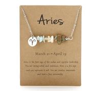 Pendant Necklaces Original Stone Necklace Original Design 12 Constellations Gravel Combination Necklace Stainless Steel Pendant (A, One Size)