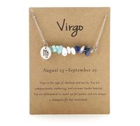 Pendant Necklaces Original Stone Necklace Original Design 12 Constellations Gravel Combination Necklace Stainless Steel Pendant (B, One Size)