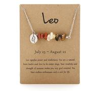 Pendant Necklaces Original Stone Necklace Original Design 12 Constellations Gravel Combination Necklace Stainless Steel Pendant (G, One Size)