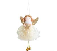 Pendant ornament shaped as an angel with snowflake detail and tulle skirt, crafted for Christmas tree, wreath, and seasonal decorative use (Sparkling Wine Color)