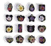 Pendant Resin Moulds,16PCS Heart Star Geometric Rectangle Square Round Epoxy Necklace Jewelry Making Mould for Keychain Pendant Ornaments DIY Crafts,with Hanging Hole