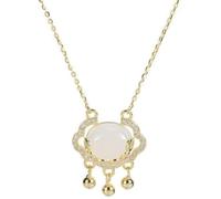 Pendant White Chalcedony Auspicious Clouds Peace Lock Necklace Female Light Luxury