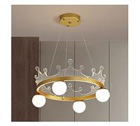 PendantLight, Chandeliers LED Modern Minimalist Creative Led Golden Chandelier Nordic Home Villa Luxury Atmosphere Bedroom Children's Room Living Room Crown 4 Heads Art Lamp Pendant Lights(Warm light