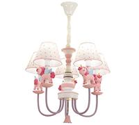 PendantLight, Creative Cartoon Cute Horse Chandelier Fabric Lampshade Adjustable Height Pendant Light for 's Room Bedroom Living Room Iron Pendant Lamp(Pink,Warm light)