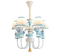 PendantLight, Creative Cartoon Cute Horse Chandelier Fabric Lampshade Adjustable Height Pendant Light for 's Room Bedroom Living Room Iron Pendant Lamp(Blue Hair,White light)