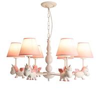 PendantLight, Creative Cartoon Unicorn Chandelier Eye ProtectLed Pegasus Pendant Lamp Girl Boy Princess Bedroom Lamp Living Room Iron Pendant Light(Blue Hair)