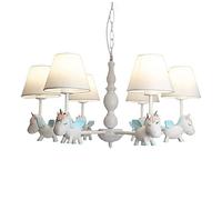 PendantLight, Creative Cartoon Unicorn Chandelier Eye ProtectLed Pegasus Pendant Lamp Girl Boy Princess Bedroom Lamp Living Room Iron Pendant Light(Pink)