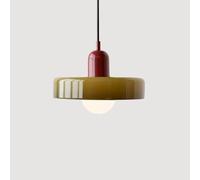 PendantLight Farmhouse Green Glass Pendant Light Compatible with Sloped Ceiling - Modern Hanging Lamp V-intage Coastal Dining Room Chandelier Modern