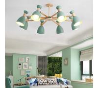 PendantLight, LED Chandelier Wooden Pendant Lighting Metal Green Lampshade Ceiling Hanging Mounted Lamp Shade Bedroom Living Decoration Fixtures Kitchen Dining Room Lighti(Gree