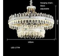 PendantLight, LED Luxury Crystal Chandelier Modern Home Decor Chandeliers Living Room Bedroom Dining Table Pendant Lights Ceiling Lamp(2 Rings Dia100cm,Warm_Black)