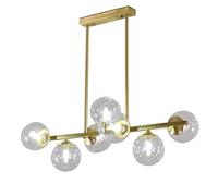 PendantLight, Sputnik Chandelier Metal Brushed Brass Linear Pendant Light for Bedroom Living Room Hallway Kitchen Island Decorate SuspensLamps(Clear Shade,7-Light)