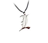 pendantmen pendantnecklaces for womenDeath Note L Lawliet Necklace Stainless Steel Old English Letter Pendant Beads Chain Necklaces Cosplay Accessories (Color : 2)