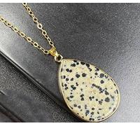 Pendants for Women Natural Stone Tablet Shape Water Drop Jasper Dalmatian Natural Stone Necklace Simple Chakras Pendant Necklace Crystal Gemstone Pendant Jewelry St