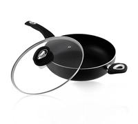 Pendeford Housewares 28cm Extra Large Wok with Glass Lid | Non-Stick | Induction & All Hob Compatible | Premium Aluminium | Soft-Touch Handle | Dishwasher Safe | 5.5L Capacity