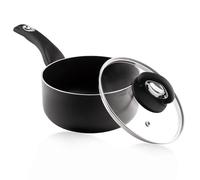 Pendeford Housewares Premium 16cm Non-Stick Saucepan with Glass Lid, 1.8L Capacity, Soft Touch Handle, Steam Vent, Induction & All Hob Compatible, Dishwasher Safe, 2.5mm Pressed Aluminium